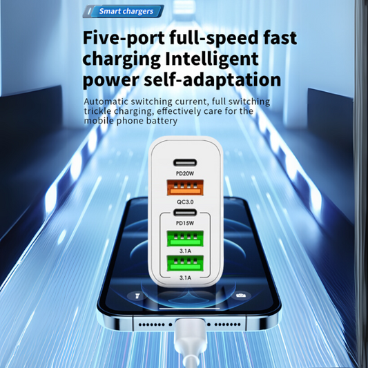 NOWORDUPยฎ GaN 65W Intelligent Charger (3*USB-C +2*PD Type C)