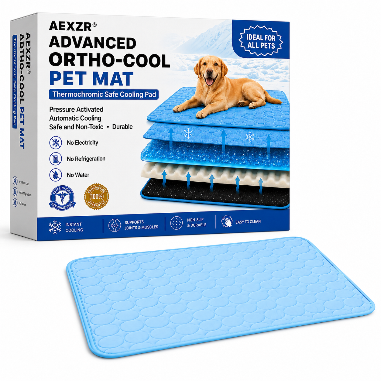 AEXZR® Advanced Ortho-Cool Pet Mat | Thermochromic Safe Cooling Pad