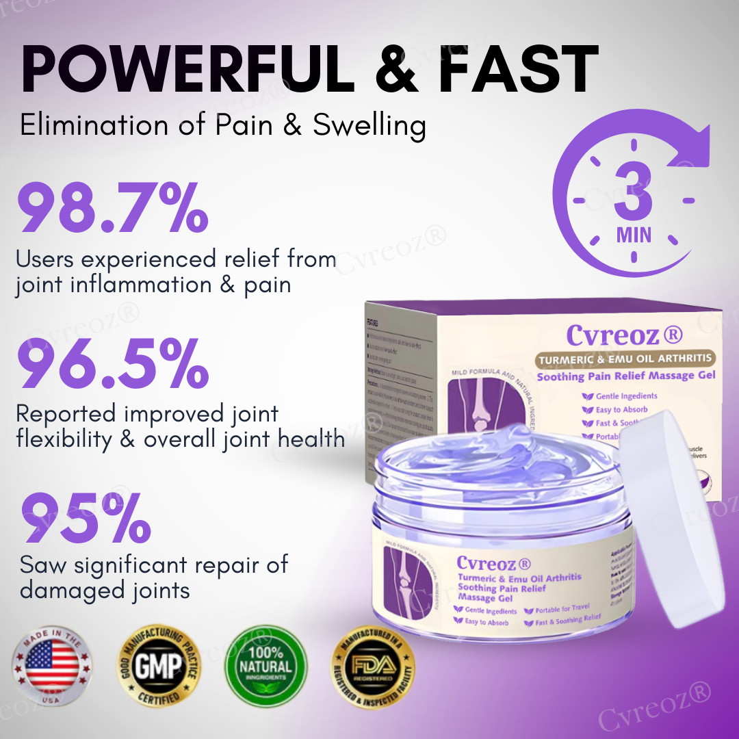 Cvreoz® Turmeric & Emu Oil Arthritis Soothing Pain Relief Massage Gel (𝟟𝟘% 𝕆𝔽𝔽 𝗘𝗡𝗗𝗦 𝗜𝗡 𝟭𝟬 𝗠𝗜𝗡𝗨𝗧𝗘𝗦)