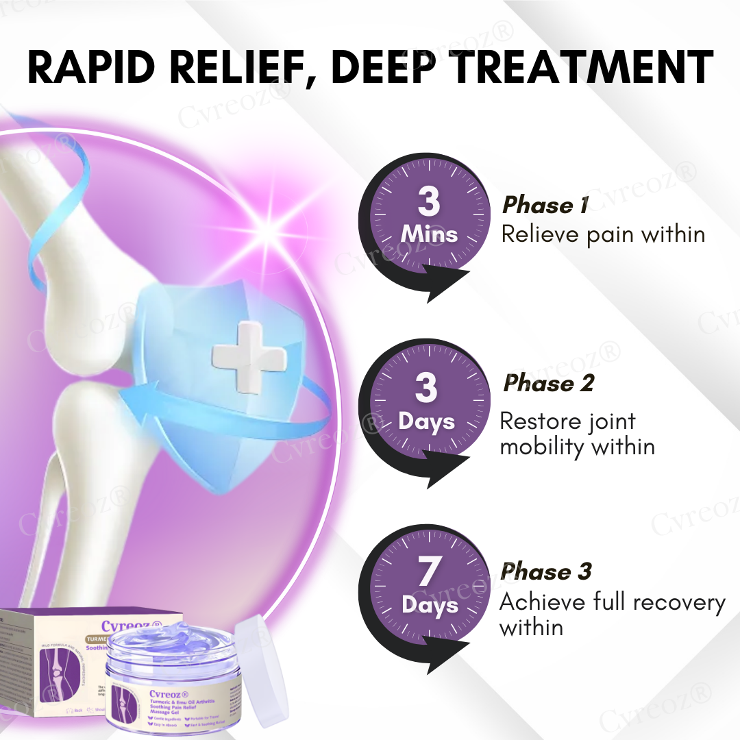 Cvreoz® Turmeric & Emu Oil Arthritis Soothing Pain Relief Massage Gel (𝟟𝟘% 𝕆𝔽𝔽 𝗘𝗡𝗗𝗦 𝗜𝗡 𝟭𝟬 𝗠𝗜𝗡𝗨𝗧𝗘𝗦)