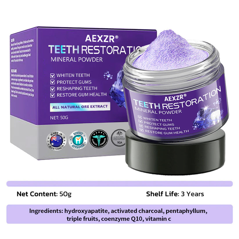 AEXZR® Teeth Restoration Mineral Powder (𝟟𝟘% 𝕆𝔽𝔽 𝗘𝗡𝗗𝗦 𝗜𝗡 𝟭𝟬 𝗠𝗜𝗡𝗨𝗧𝗘𝗦)