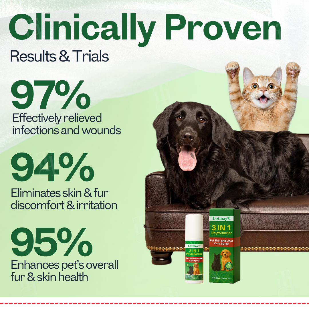 Lotmay® 3 in 1 PhytoBarrier Pet Skin and Coat Care Spray (𝟟𝟘% 𝕆𝔽𝔽 𝗘𝗡𝗗𝗦 𝗜𝗡 𝟭𝟬 𝗠𝗜𝗡𝗨𝗧𝗘𝗦)
