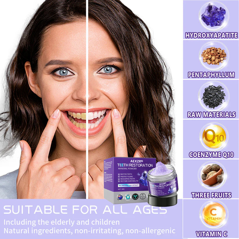 AEXZR® Teeth Restoration Mineral Powder (𝟟𝟘% 𝕆𝔽𝔽 𝗘𝗡𝗗𝗦 𝗜𝗡 𝟭𝟬 𝗠𝗜𝗡𝗨𝗧𝗘𝗦)