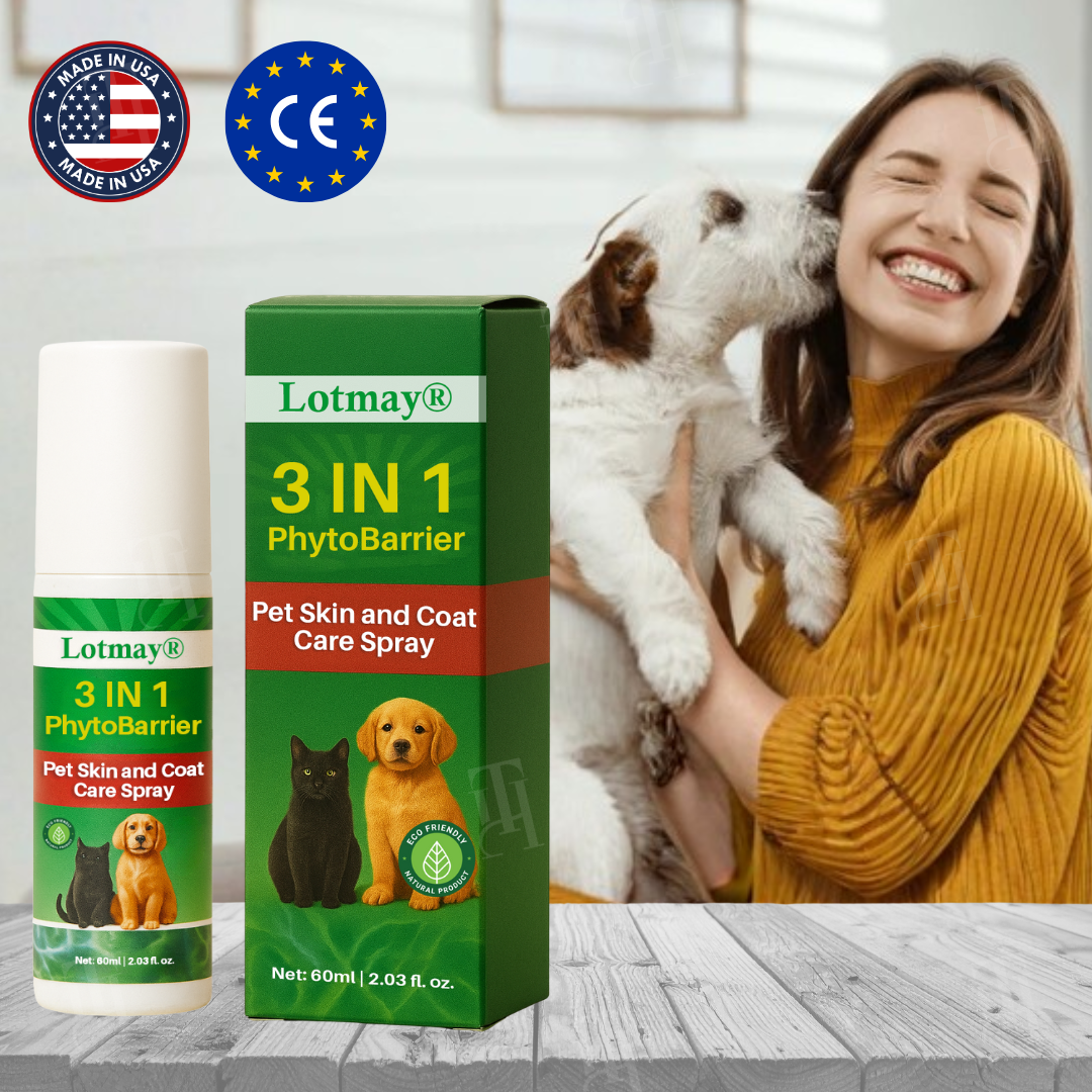 Lotmay® 3 in 1 PhytoBarrier Pet Skin and Coat Care Spray (𝟟𝟘% 𝕆𝔽𝔽 𝗘𝗡𝗗𝗦 𝗜𝗡 𝟭𝟬 𝗠𝗜𝗡𝗨𝗧𝗘𝗦)