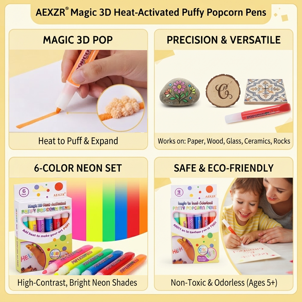 LAST 33 PCS LEFT!!! AEXZR® Magic 3D Heat-Activated Puffy Popcorn Pens