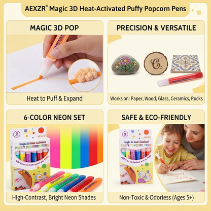 LAST 33 PCS LEFT!!! AEXZR® Magic 3D Heat-Activated Puffy Popcorn Pens